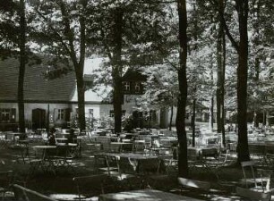 Moritzburg, Waldschänke : Moritzburg. Kurfürstliche Waldschänke "Fasanerie" Gasthausgarten