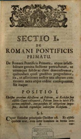 De Primatu Et Infallibilitate Romani Pontificis