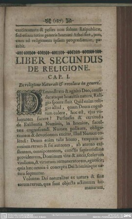 Liber Secundus De Religione