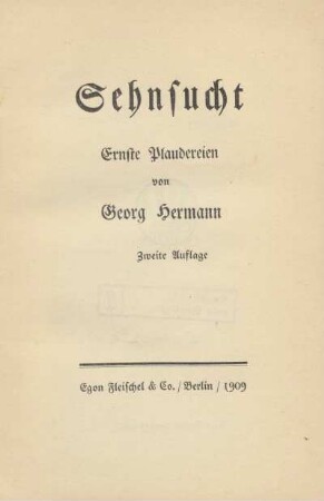 Sehnsucht : ernste Plaudereien