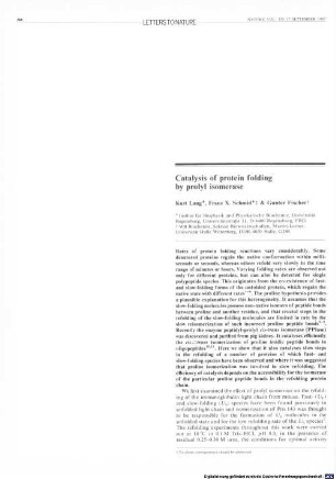 Catalysis of protein folding by prolyl isomerase