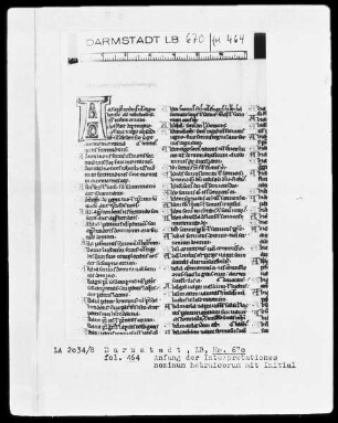 Biblia sacra — Initiale A, Folio 464 recto