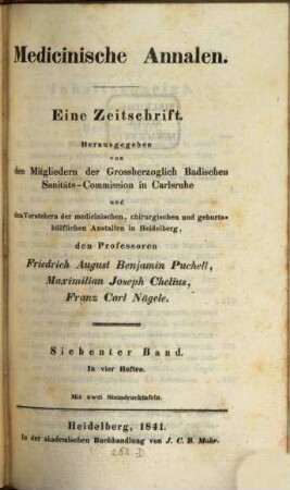 Medicinische Annalen. 7. 1841