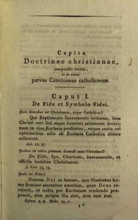 Capita Doctrinae christianae, compendio tradita, ut sit veluti parvus Cathechismus catholicorum