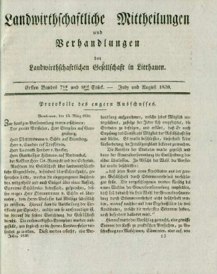 Ersten Bandes 7tes und 8tes Stück. - July und August 1830.