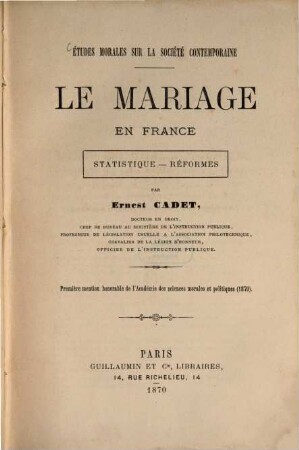 Le mariage en France : Statistique - reformes