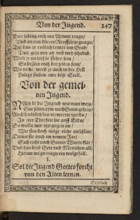 Von der gemeinen Jugend.