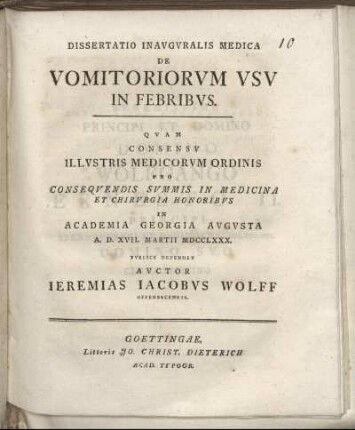 Dissertatio Inauguralis Medica De Vomitoriorum Usu In Febribus