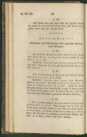 Zweites Kapitel. Lehrsätze und Aufgaben über gerade Linien und Ebenen