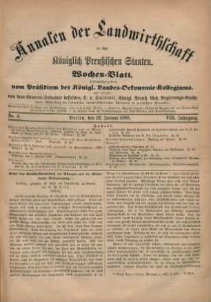 No. 4. Berlin, den 22. Januar 1868. VIII. Jahrgang.