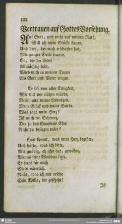Vertrauen auf Gottes Vorsehung
