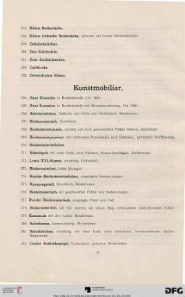 Kunstmobiliar (Nr. 264-307)