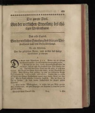Der zweyte Theil. Von der wirklichen Erweisung des thätigen Christentums.