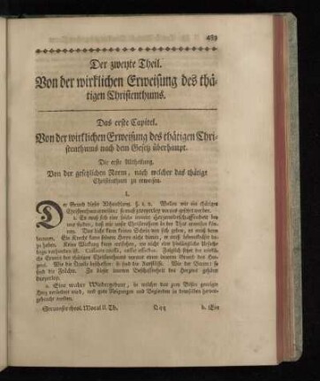 Der zweyte Theil. Von der wirklichen Erweisung des thätigen Christentums.