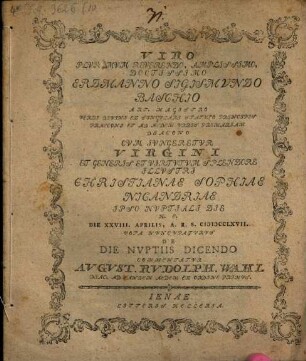 Commentatio de die nuptiis dicendo