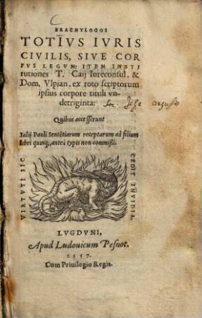 Brachylogos Totivs Ivris Civilis, Sive Corpvs Legvm