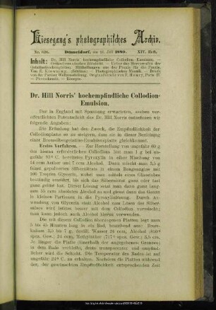 Dr. Hill Norris' hochempfindliche Collodion-Emulsion