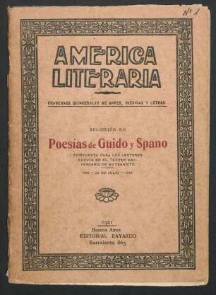 1921000101: Selección de poesías de Guido y Spano