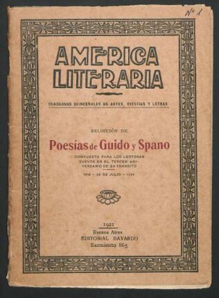 1921000101: Selección de poesías de Guido y Spano