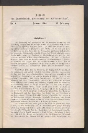 Nr. 1. Januar 1904
