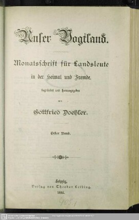 1.1894/95: Unser Vogtland : illustriertes Jahrbuch für Landsleute in der Heimat und Fremde