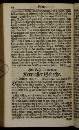 Hrn. Casp. Neumanns Kern aller Gebethe.