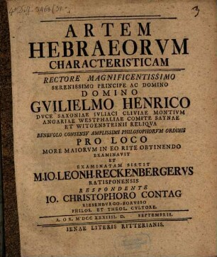 Artem Hebraeorum characteristicam