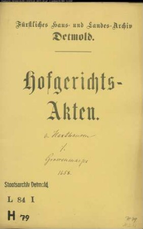 Haxthausen, Falk Arnd zu Mönchshof gegen Eingesessene von Großenmarpe - Hudegerechtigkeit