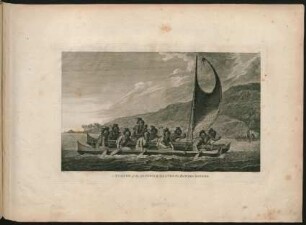 65. A Canoe of the Sandwich Islands, the Rowers Masked.