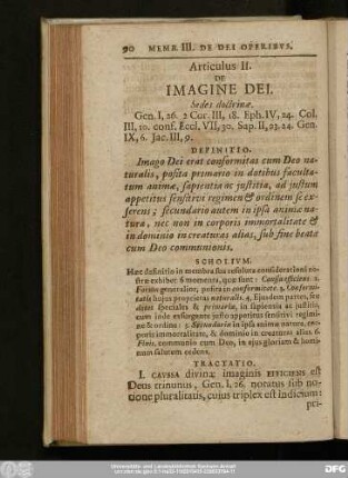 Articulus II. De Imagine Dei.