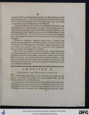 Chap. V. Alienation des Domaines nationaux.