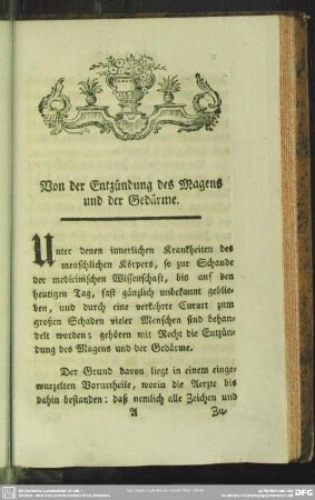 Von der Entzündung des Magens und der Gedärme