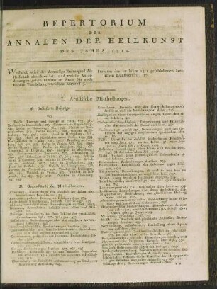 Repertorium der Annalen der Heilkunst des Jahrs 1812