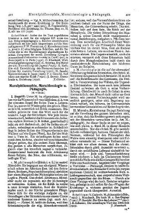 Moralphilosophie, Moraltheologie u. Pädagogik