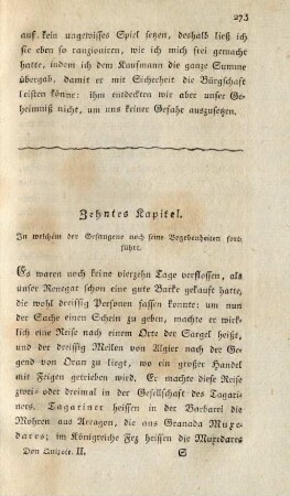 Zehntes Kapitel. In welchem der Gefangene noch seine Begebenheiten fortführt
