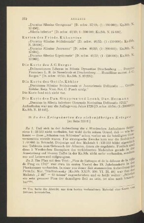 Zu den Kriegskarten des siebenjährigen Krieges