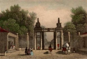 Ansichten Karlsruher Gebäude, Bauwerke und Denkmäler. "Das Durlscher Thor in Carlsruhe". Durlacher Tor