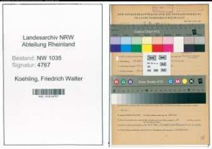 Entnazifizierung Friedrich Walter Koehling , geb. 18.03.1913 (Bautechniker)