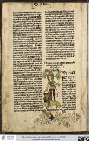 Incipit liber genesis qui dicitur hebraice Beesith. Capitulum I.