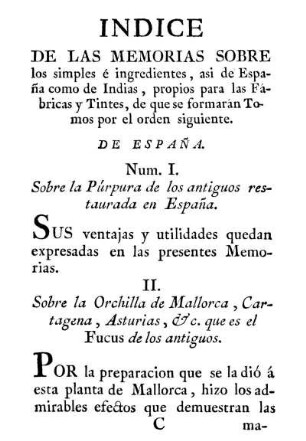Indice de las Memorias Sobre...