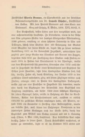 292-293 [Rezension] Schuster, Leopold, Fuerstbischof Martin Brenner