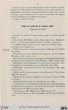 Séance du Comité du 11 décembre 1865