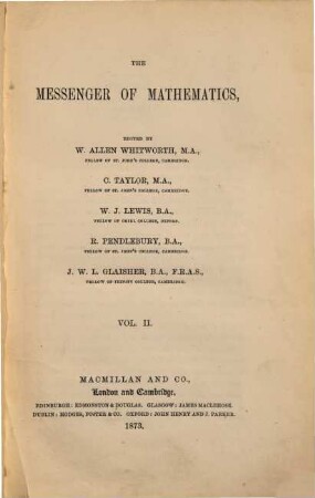 Messenger of mathematics. 2. 1873