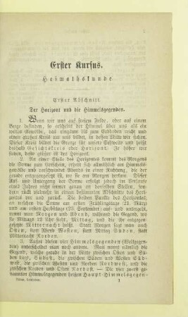 Erster Kursus. Heimathskunde