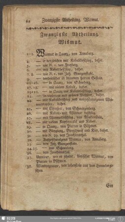 Zwanzigste Abtheilung. Wismut