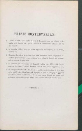 Theses Controversae: