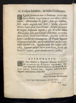 C. Crispus Salustius, de bello Catilinario.