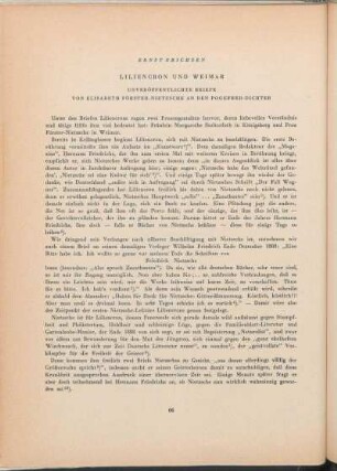 Liliencron und Weimar. Unveröffentliche Briefe von Elisabeth Förster-Nietzsche an den Poggfred-Dichter