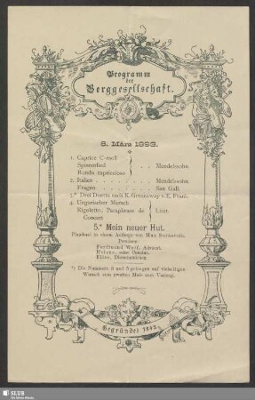 Programm der Berggesellschaft : 8. März 1893
