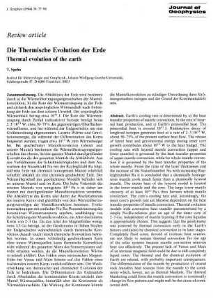 Die thermische Evolution der Erde